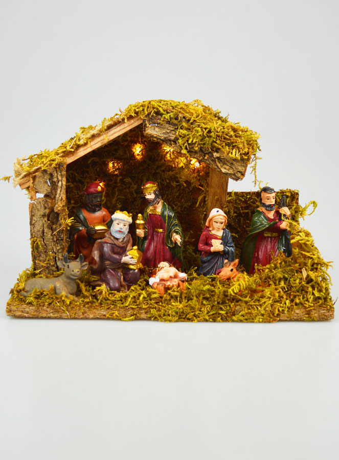 Crèche de Noël Lumineuse 7 Santons - 20cm (pic 1)