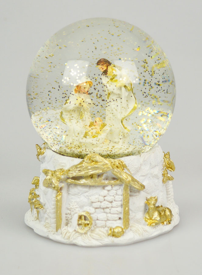 Crèche de Noël Boule en Verre 10cm - Nativité (pic 1)