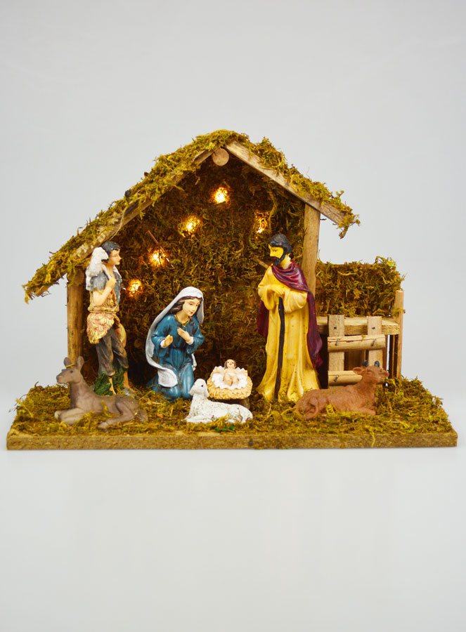 Crèche de Noël Lumineuse 7 Santons - 30cm (pic 1)