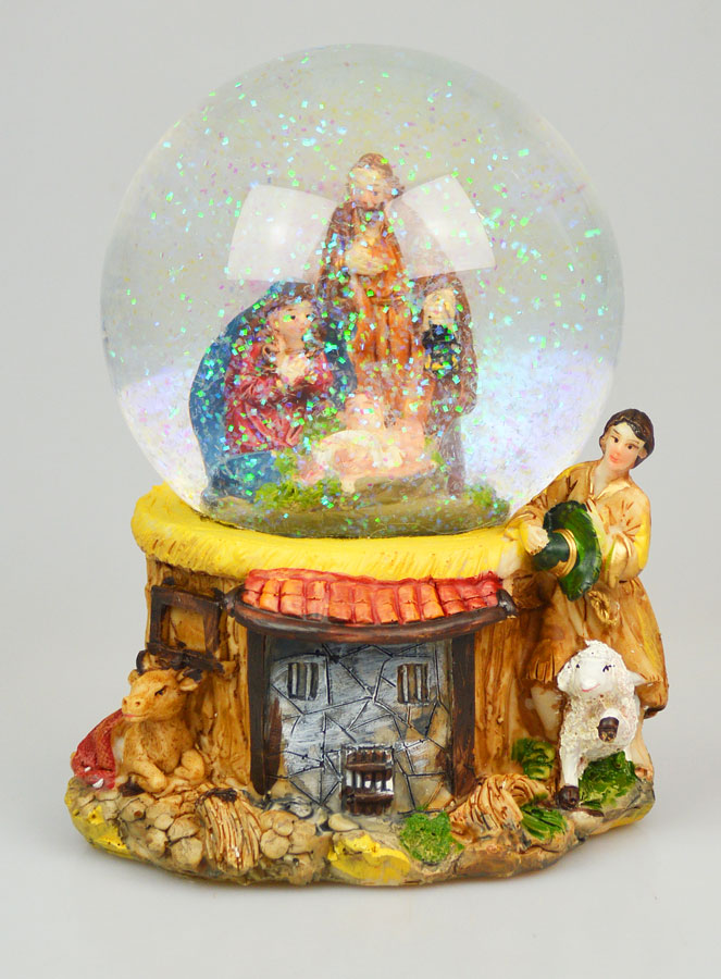 Crèche de Noël Boule en Verre 12cm - Nativité (pic 1)