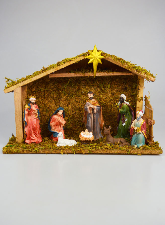 Crèche de Noël 8 Santons et Étable - 35cm (pic 1)
