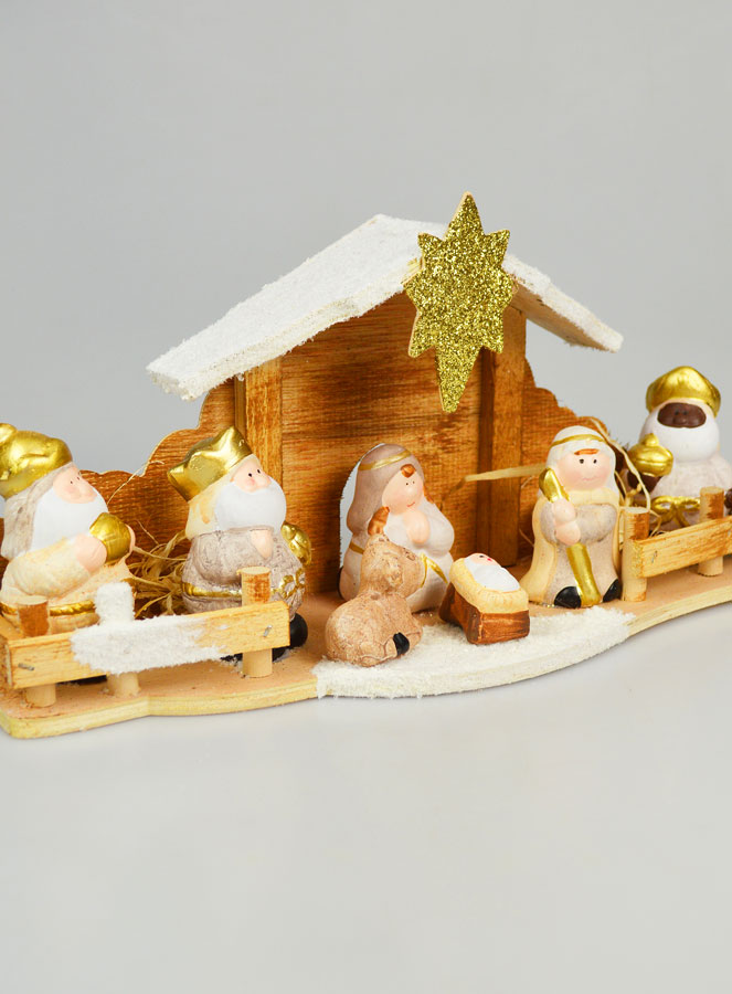 Crèche de Noël 7 Santons - Grès et Bois (pic 3)