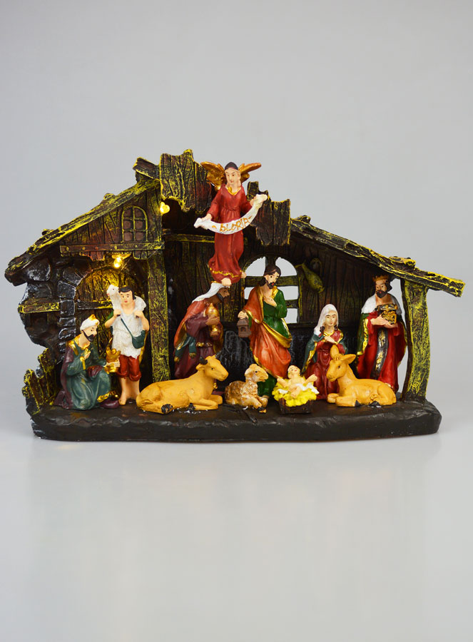 Crèche de Noël Lumineuse 11 Santons - 30cm (pic 1)