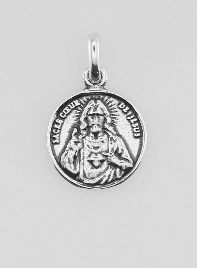 Médaille Sacré Coeur en Argent 925 Plaqué - 12mm (pic 1)