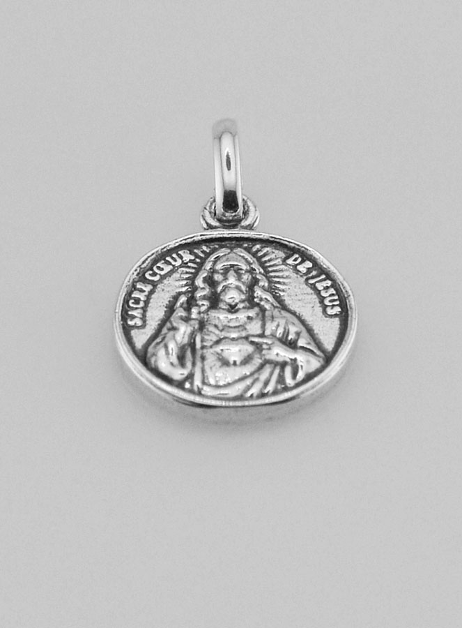 Médaille Sacré Coeur en Argent 925 Plaqué - 12mm (pic 2)