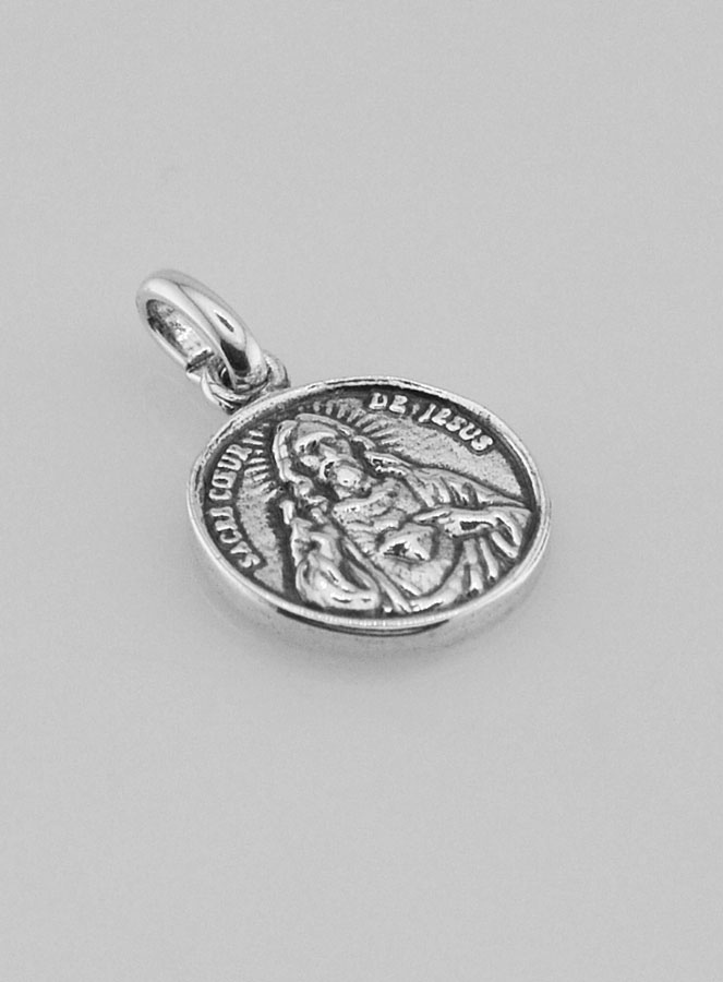 Médaille Sacré Coeur en Argent 925 Plaqué - 12mm (pic 3)