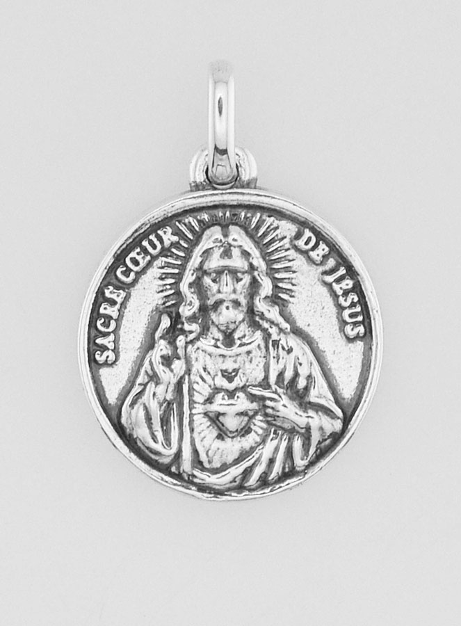 Médaille Sacré Coeur en Argent 925 Plaqué - 15mm (pic 1)