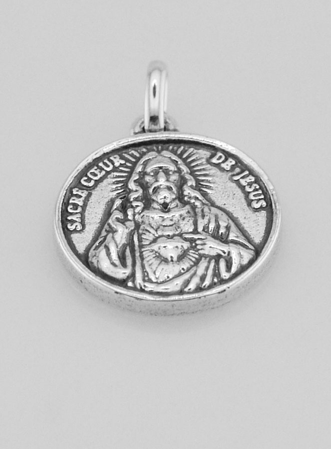 Médaille Sacré Coeur en Argent 925 Plaqué - 15mm (pic 2)