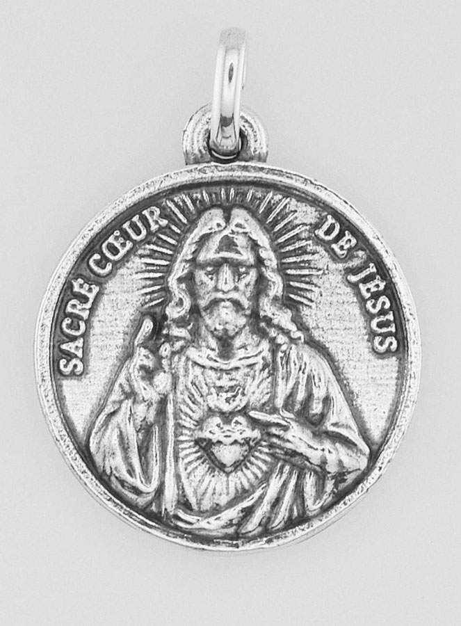 Médaille Sacré Coeur en Argent 925 Plaqué - 18mm (pic 1)