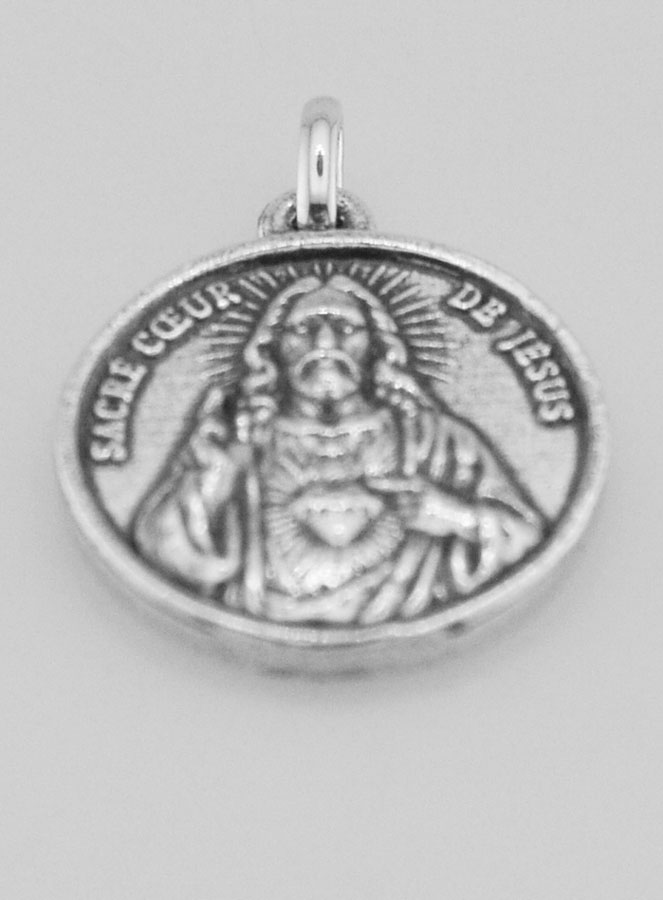 Médaille Sacré Coeur en Argent 925 Plaqué - 18mm (pic 2)