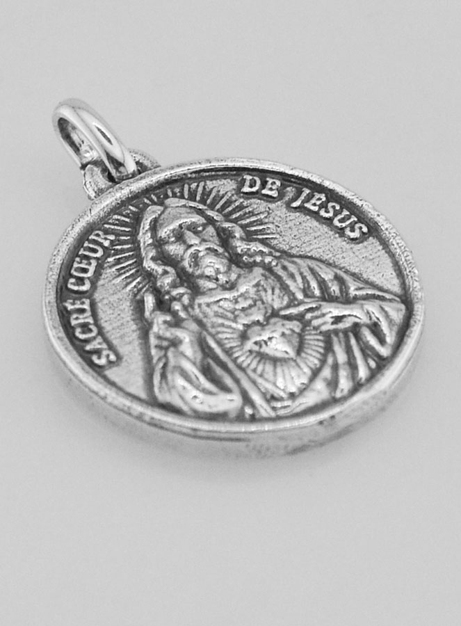 Médaille Sacré Coeur en Argent 925 Plaqué - 18mm (pic 3)