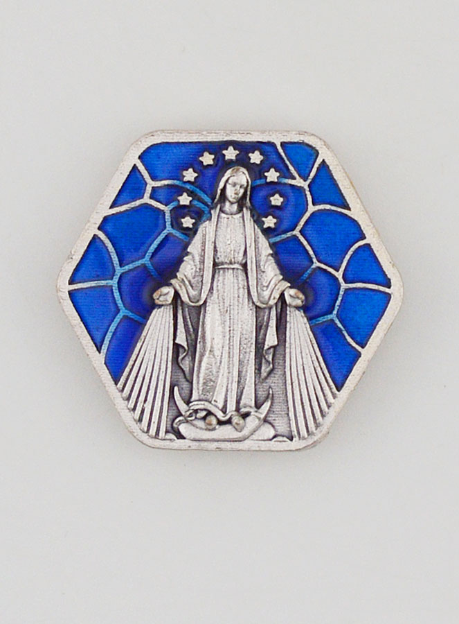 Plaque Octogonale Vierge Miraculeuse - 3cm (pic 1)