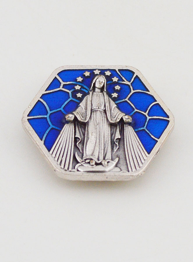 Plaque Octogonale Vierge Miraculeuse - 3cm (pic 2)