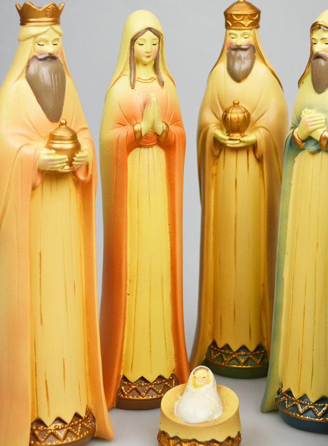 Crèche de Noël 6 Santons Effet Bois - 24cm (pic 3)
