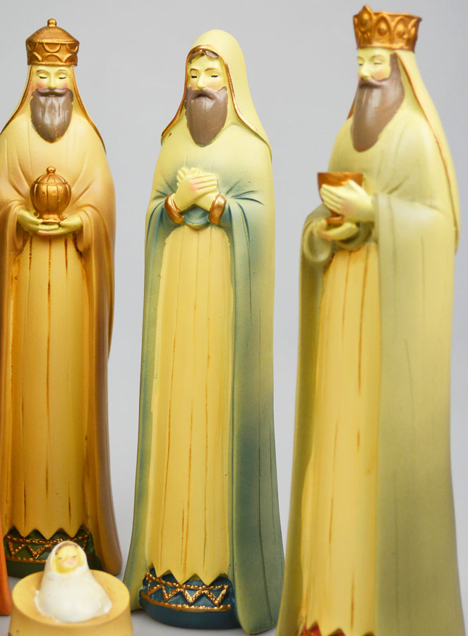 Crèche de Noël 6 Santons Effet Bois - 24cm (pic 4)