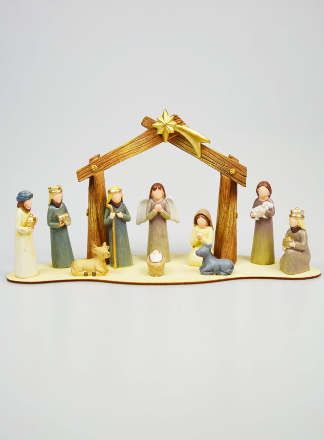 Crèche de Noël Scène 10 Santons - 14cm (pic 1)