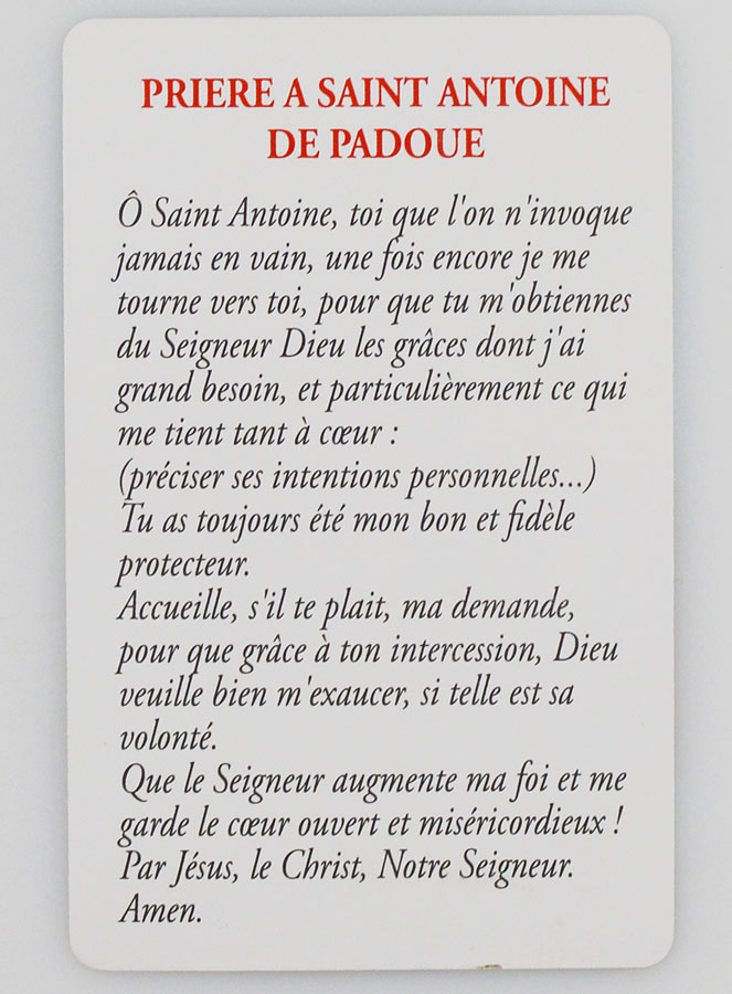 Carte de prière Saint Antoine (pic 2)