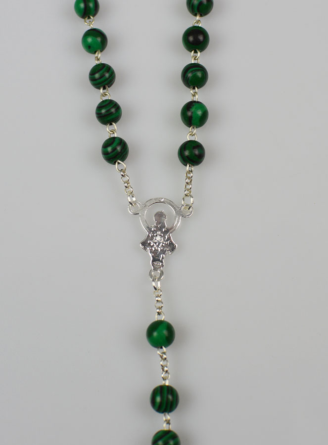 Chapelet en Pierre de Malachite & Argent Massif (pic 3)