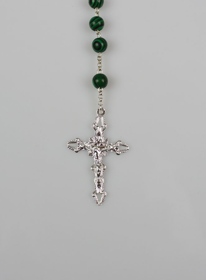 Chapelet en Pierre de Malachite & Argent Massif (pic 4)