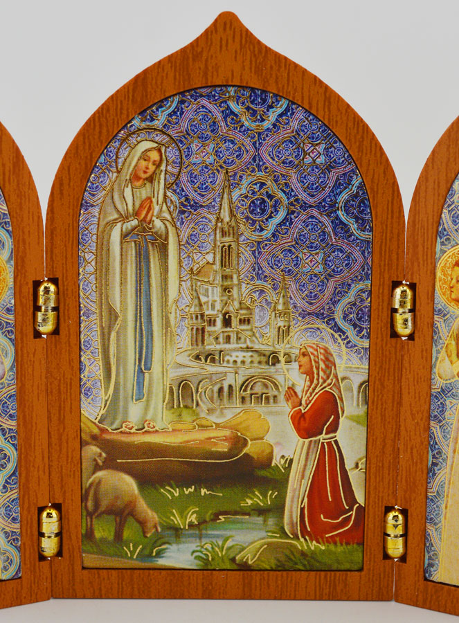 Icône Triptyque de Lourdes en Bois (pic 2)