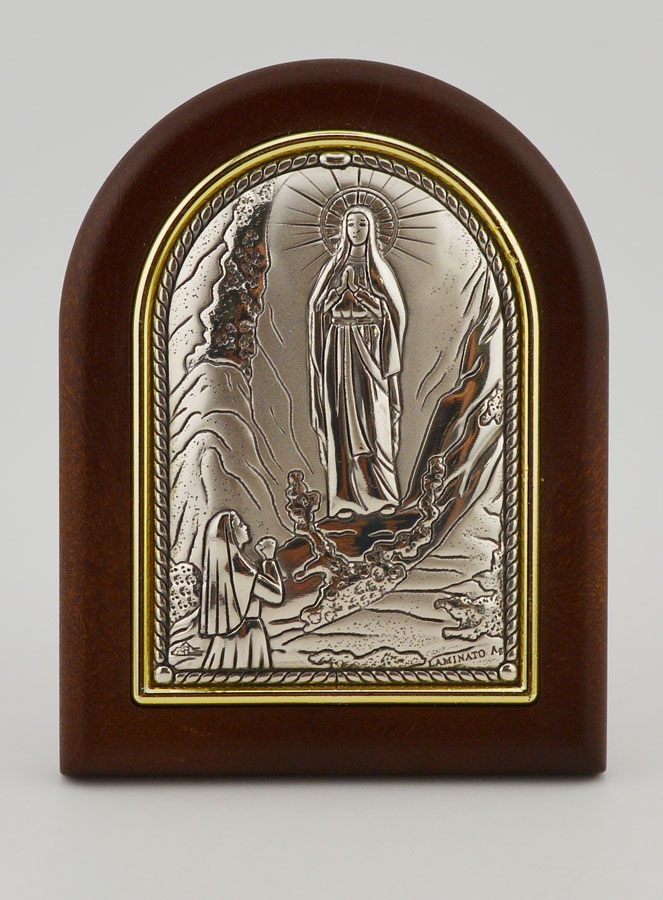 Icône Notre Dame de Lourdes en Bois et Argent (pic 1)
