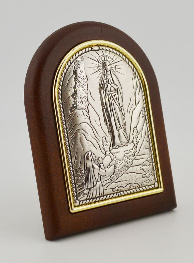 Icône Notre Dame de Lourdes en Bois et Argent (pic 3)