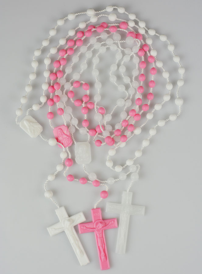 Chapelet par 3 : Fluo Rose Blanc (pic 1)
