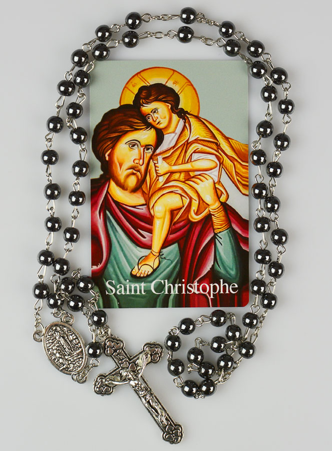 Chapelet Saint Christophe Perles Noires (pic 1)