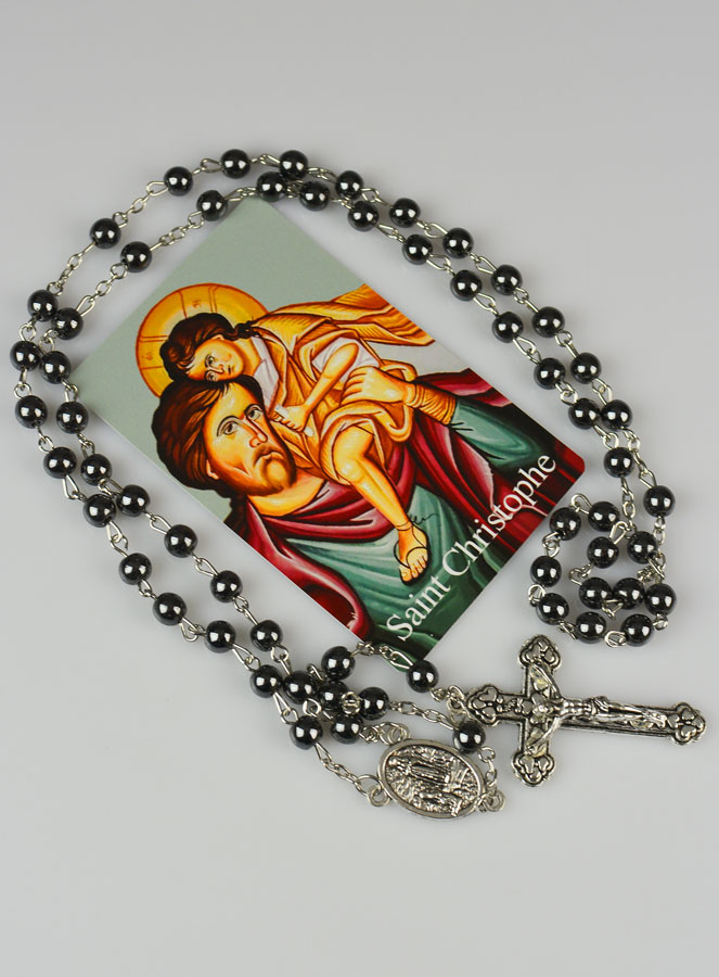 Chapelet Saint Christophe Perles Noires (pic 3)
