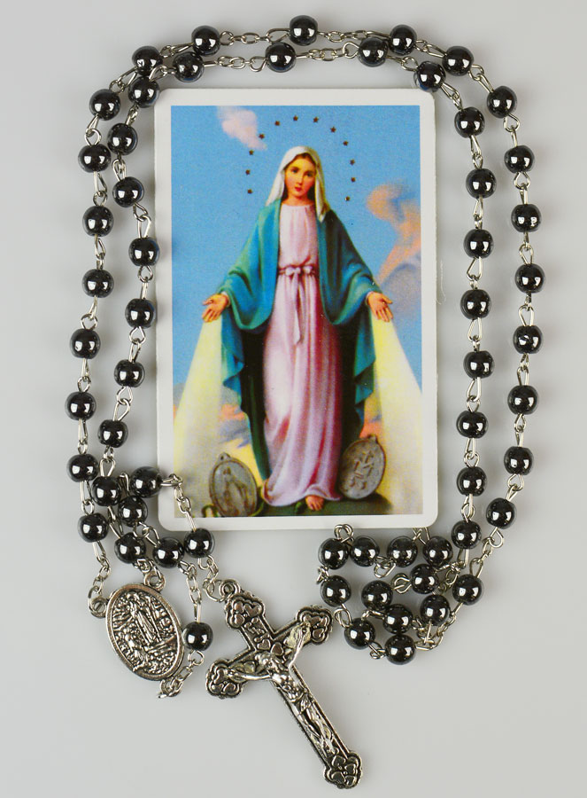 Chapelet Vierge Miraculeuse Perles Noires (pic 1)