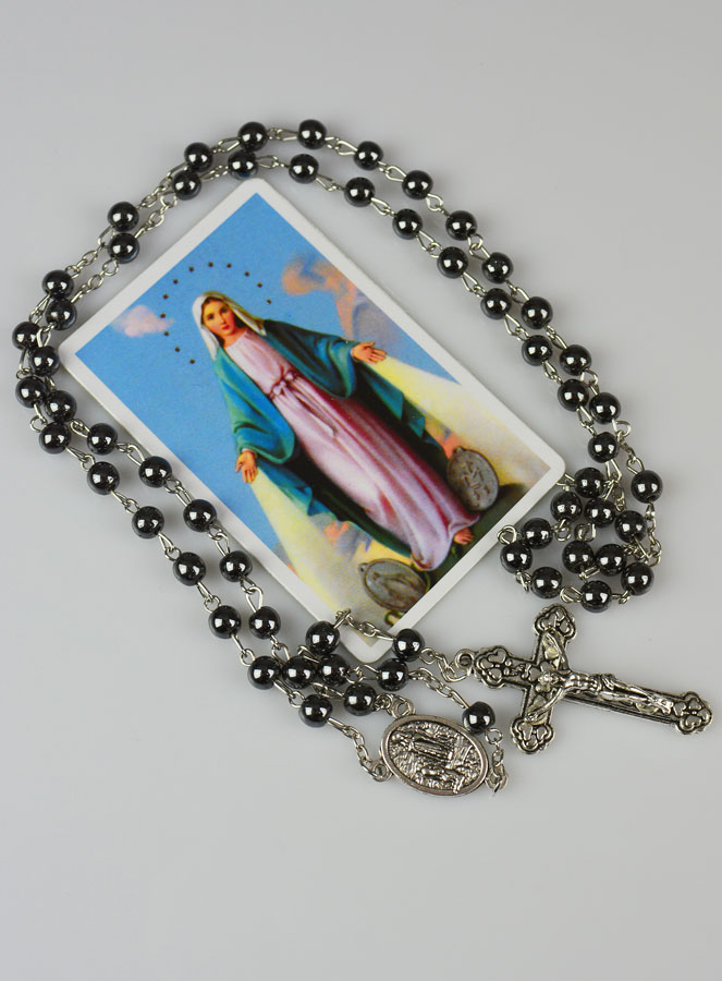 Chapelet Vierge Miraculeuse Perles Noires (pic 3)