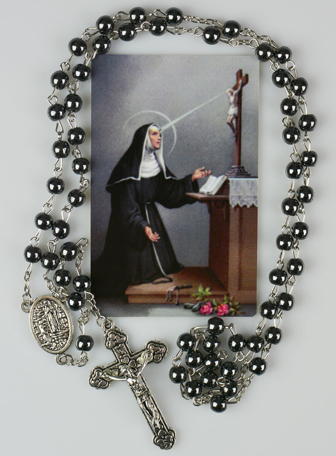 Chapelet Sainte Rita Perles Noires (pic 1)