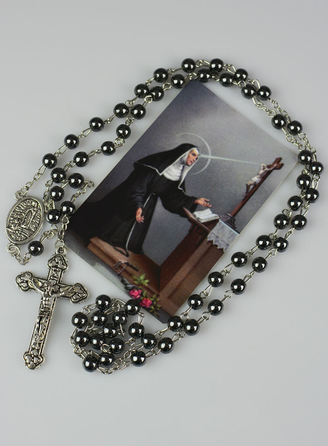Chapelet Sainte Rita Perles Noires (pic 2)