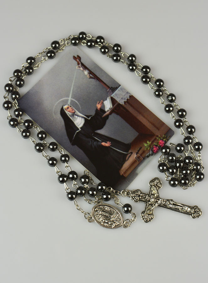 Chapelet Sainte Rita Perles Noires (pic 3)