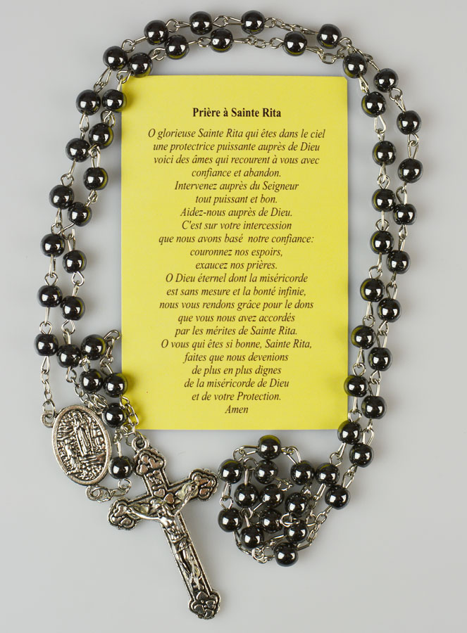 Chapelet Sainte Rita Perles Noires (pic 4)