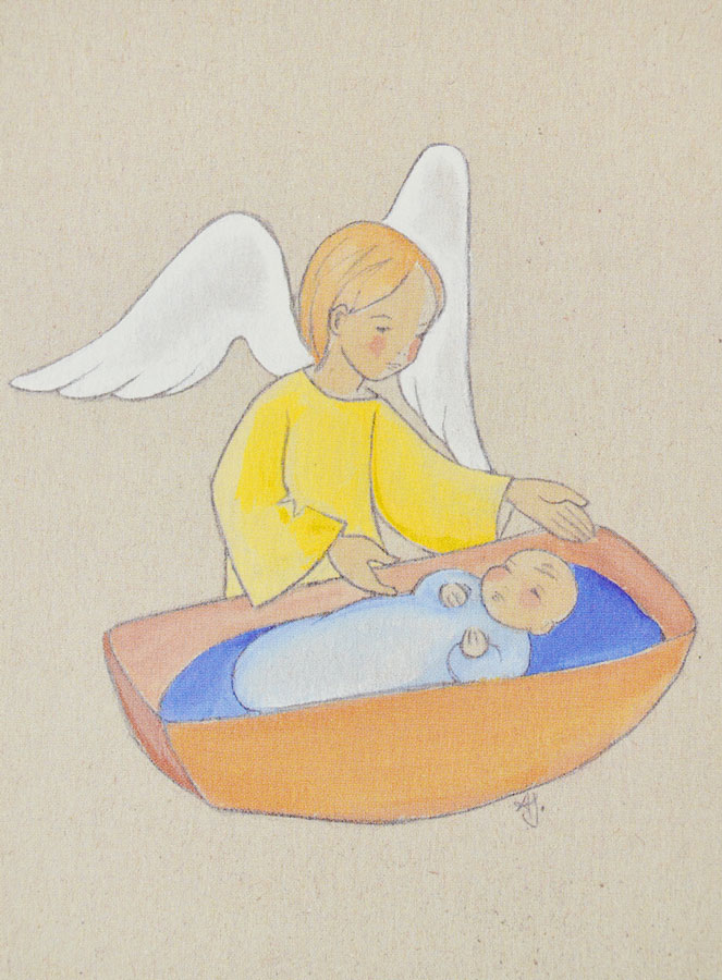 Carte de Baptême Ange au Berceau (pic 1)