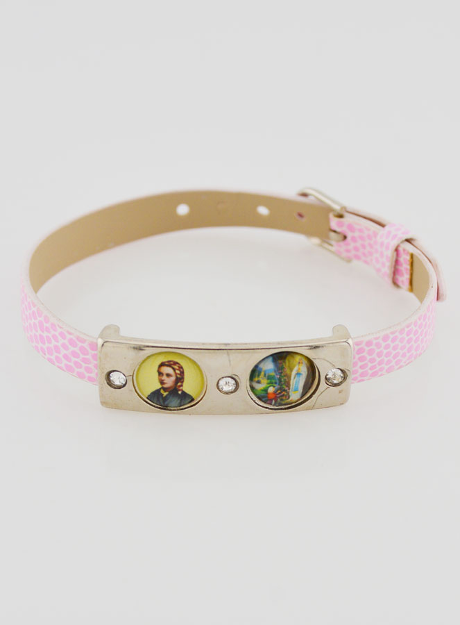 Bracelet des Saints en Cuir Rose (pic 1)