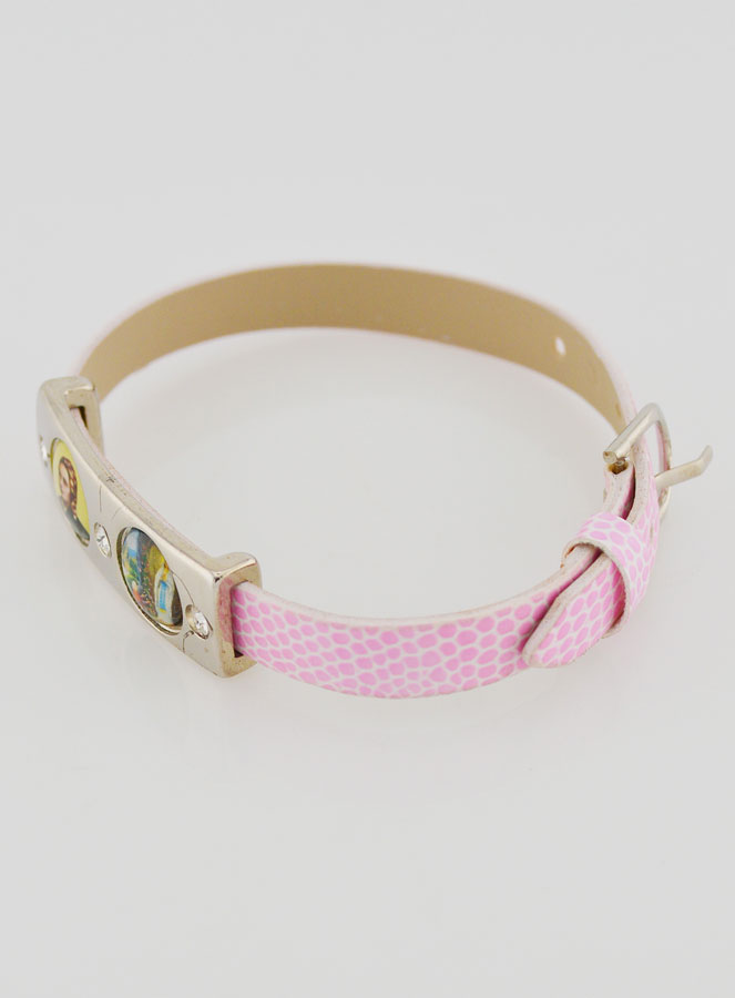 Bracelet des Saints en Cuir Rose (pic 2)