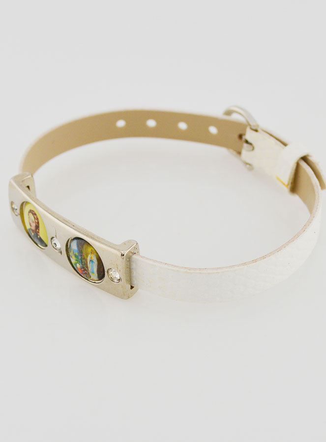 Bracelet des Saints en Cuir Blanc (pic 2)