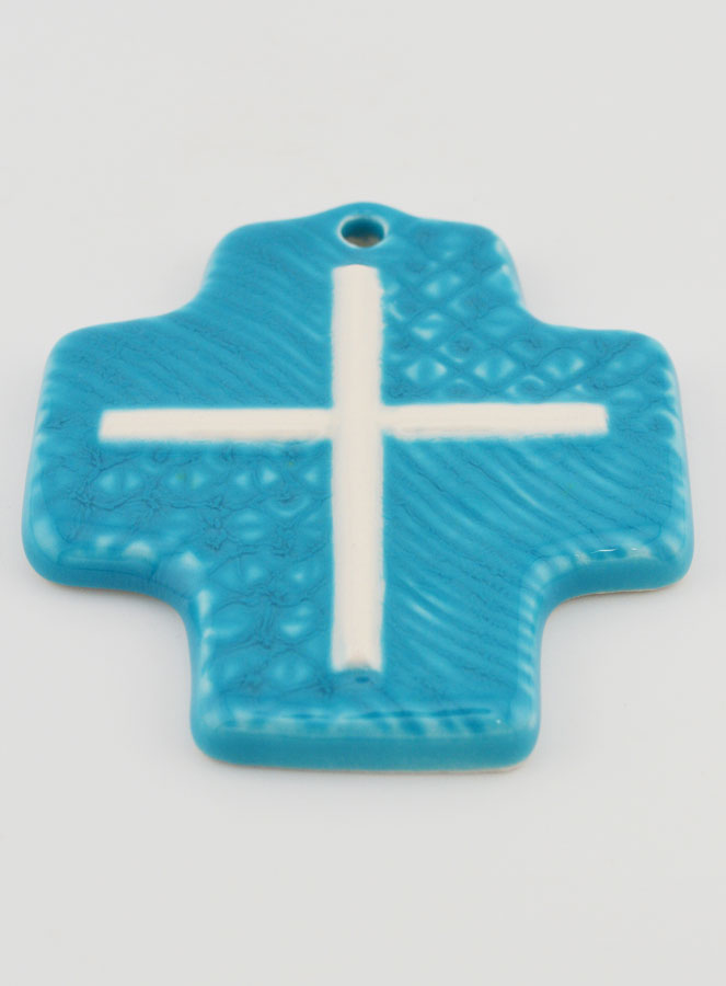 Croix Céramique Croix du Christ Bleue (pic 2)