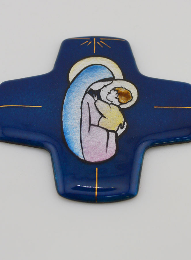 Croix Vierge à l'Enfant Jésus Carrée Emaux du Liban (pic 2)