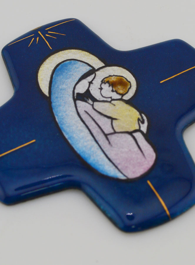 Croix Vierge à l'Enfant Jésus Carrée Emaux du Liban (pic 3)