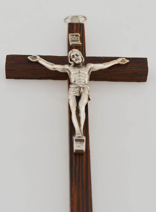 Crucifix en Bois Christ en Métal Argenté (pic 2)