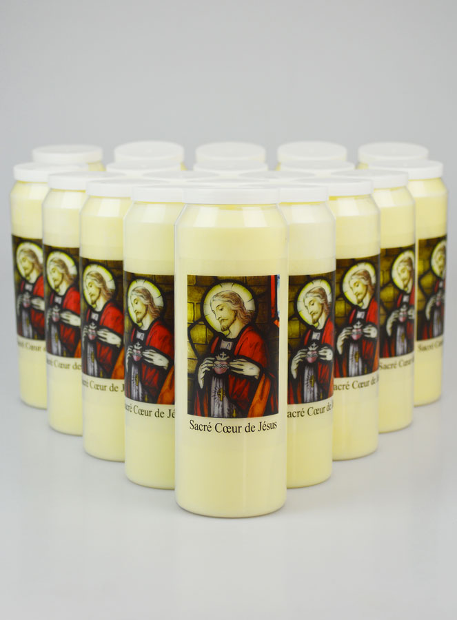Lot de 20 Bougies de Neuvaine Sacré Coeur de Jésus (pic 1)
