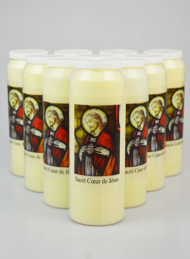 Lot de 10 Bougies de Neuvaine Sacré Coeur de Jésus (pic 1)