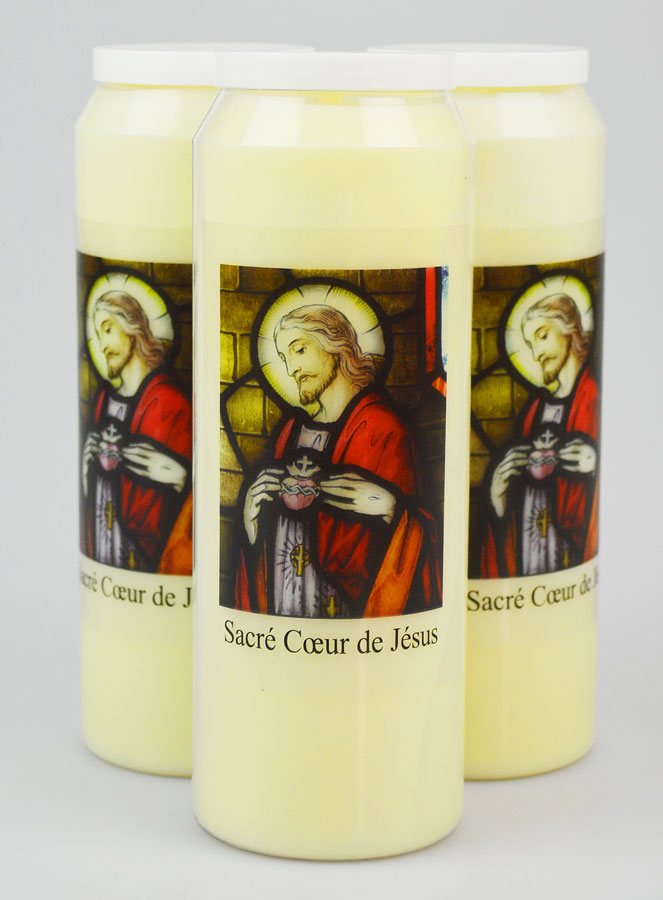 Lot de 3 Bougies de Neuvaine Sacré-Coeur de Jésus (pic 1)