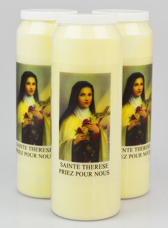 Lot de 3 Bougies de Neuvaine Sainte Thérèse (pic 1)