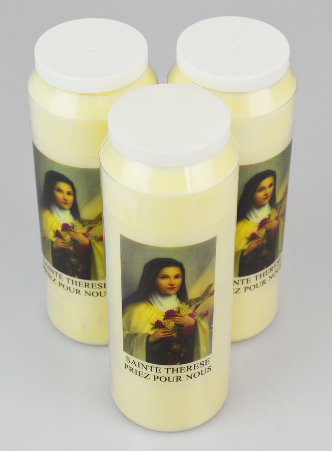 Lot de 3 Bougies de Neuvaine Sainte Thérèse (pic 2)