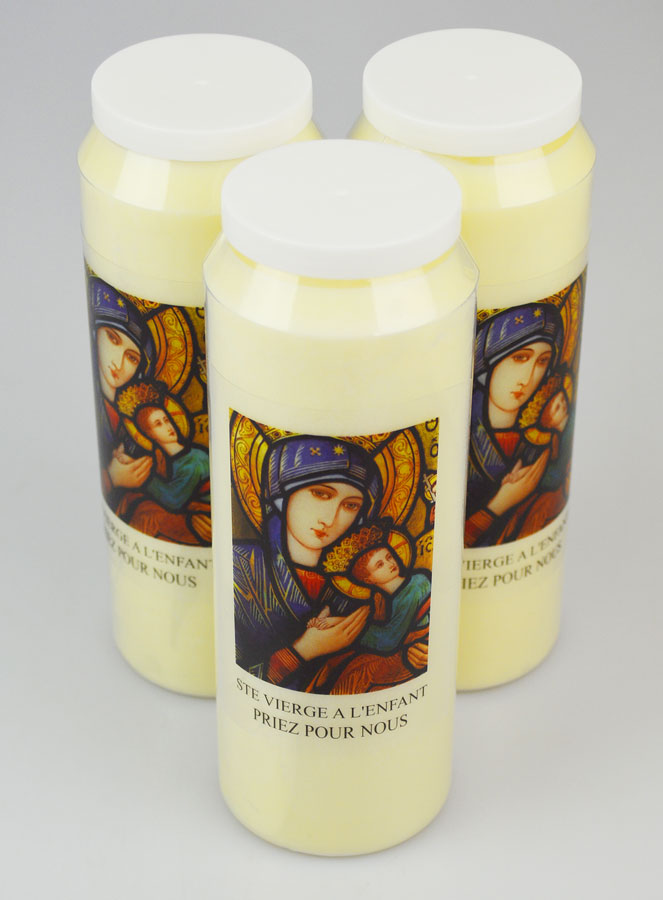 Lot de 3 Bougies de Neuvaine Vierge Marie à l'Enfant Jésus (pic 2)