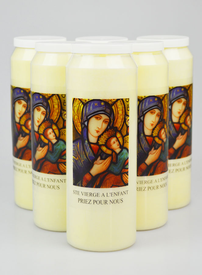 Lot de 6 Bougies de Neuvaine Vierge Marie à l'Enfant (pic 1)